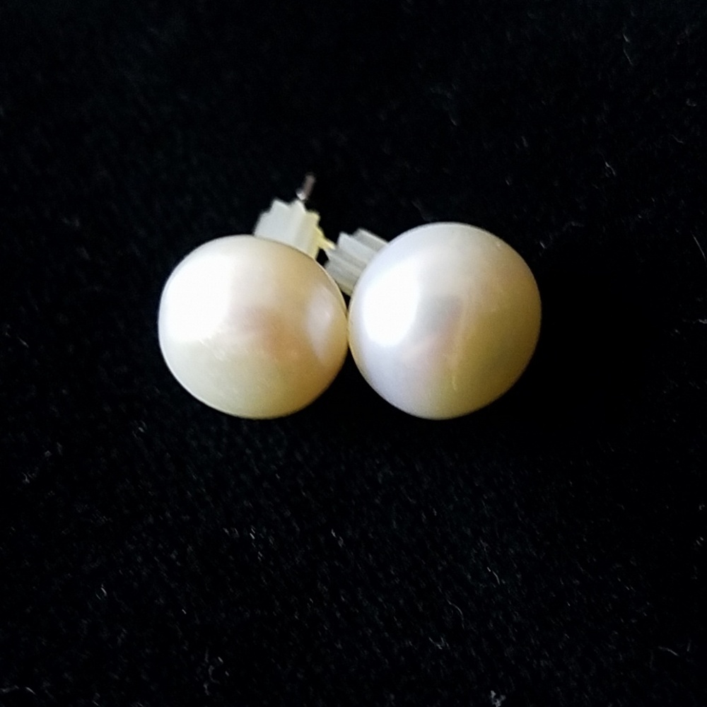 Large Pearl Earrings, 925 Sterling Silver